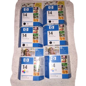 Printer Ink HP 14 Black And Color Genuine OEM Cartridges New Old Stock Sealed - Picture 1 of 8