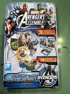 Avengers Marvel Assemble Playing Card Game Superset Tin Case Hulk Captain Ameri - Picture 1 of 5