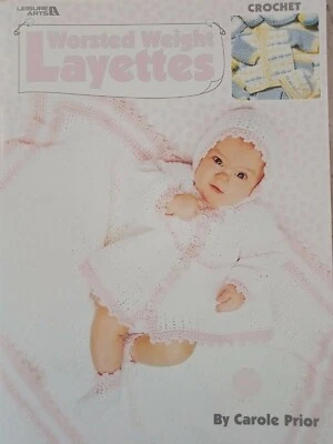 Leisure Arts Worsted Weight Layettes Crochet Pattern Coverall Bonnet Bunting 90s - Image 1 of 4