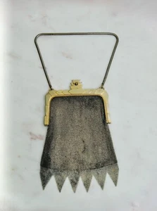 1920s Antique Whiting and Davis Silver Gold Tone Metal Flapper Chain Mesh Bag - Picture 1 of 21