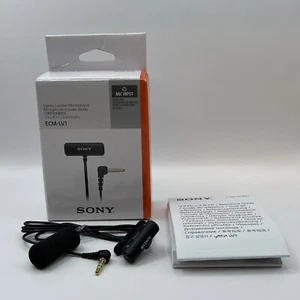 Sony ECM-LV1 Compact Stereo Lavalier Microphone Plug-in Mic Input 1m/3ft Cable - Picture 1 of 11
