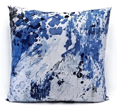 Funda de almohada decorativa abstracta azul P/Kaufmann 18"" o 20"" cuadrada azul Foto 1 de 4