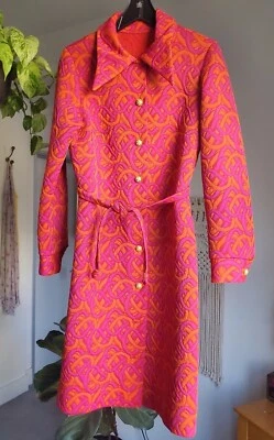 Chaqueta PSICODÉLICA De Colección Años 60 70 Abrigo ACOLCHADO MOD Hippie OP ART NEÓN DÍA GLO Foto 1 de 4