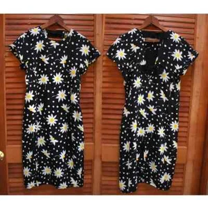 Vintage 1980s Daisy Dress, Vintage 1990s Daisy Dress, Vintage Polka Dot Dress - Picture 1 of 7