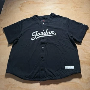 A5703 Nike Air Jordan Men’s Baseball Jersey Shirt Mens 2XL Black - Picture 1 of 11