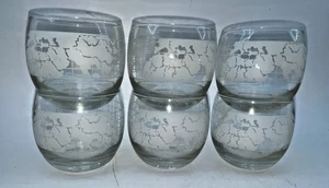 6er Set Nescafe Weltkarte geätzte Gläser Globus Whiskey altmodische Becher - Bild 1 von 6