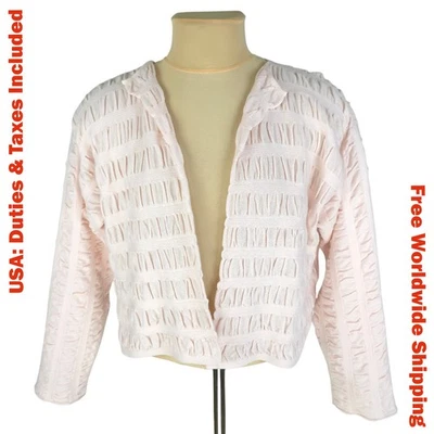 OSKA Womens Pink Cotton Blend Open Front Smocked Cardigan Size 2 (M-L) - Image 1 of 4