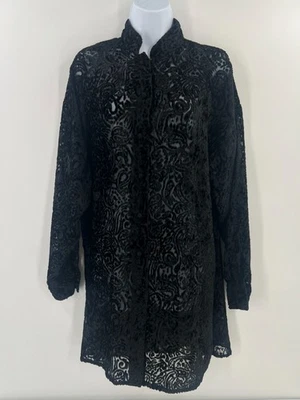 Valerie Stevens 6 黑色天鹅绒倦怠束腰外衣夹克透明佩斯利哥特女巫 — 第 1/4 张图片