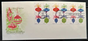 4571-4574 ArtCraft  from BOOKLET PANE/20 PARTIAL, HOLIDAY BAUBLES on single FDC - Picture 1 of 1