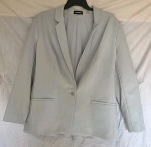 Neu ohne Etikett "Express" grauer zweireihiger Boyfriend-Blazer mit einem Knopf Damen XL - Bild 1 von 10
