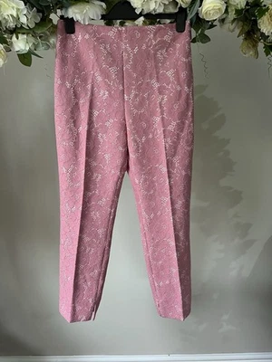 TED BAKER Trousers TB 2 UK 10 Meriot Baby Pink Bonded Lace Slim Fit Trousers NEW - Image 1 of 4