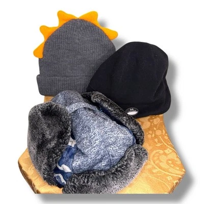Juego De 3 Sombreros Niños Niños 2T A 5T Negro Gorro Estilo Divertido Invierno Otoño Foto 1 de 4