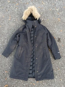 Women’s Black Marmot 700 Fill Down Parka- Faux Fur Hood- Full Zip! Warm! LARGE - Picture 1 of 4