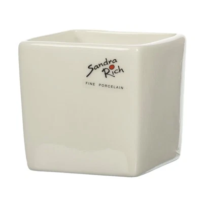 SANDRA RICH Porzellan-Übertopf CUBE. Porcelain 10cm Blumentopf Würfel creme weiß - Bild 1 von 3