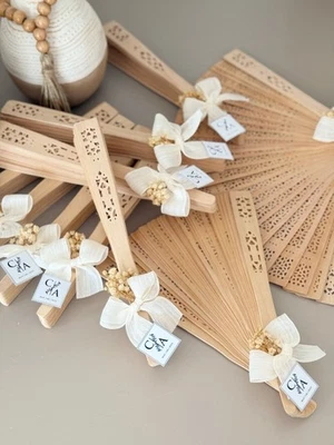 Personalized Wedding Hand Fan Favors – Custom Outdoor Wedding & Guest Gifts - Image 1 of 4