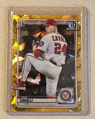 Cade Cavalli 2020 Bowman Draft Sapphire SP Gold Refractor RC #d /15 Nationals 🔥 - Image 1 of 2