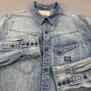 Denim & Supply Ralph Lauren Jeanshemd Herren Small hellblau Western Druckknopf - Bild 1 von 8