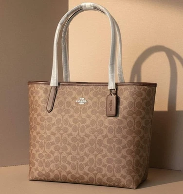 Coach City Tote CV976 Large Brown Signature Canvas Shoulder Bag Original Pkg - Image 1 of 4