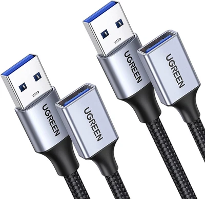 Cavo Prolunga USB 3.0 Nylon 2 Pezzi Cable Maschio a Femmina a Alluminio 5Gbps pe - Immagine 1 di 4