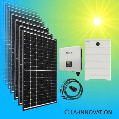 1A-INNOVATION Solaranlage 10000Watt Hybrid Speicher Komplettpaket 10KW dreiphasig Solax