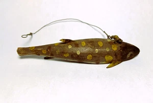 Early Original Primitive Wooden Folk Art Fishing Decoy Lure Isle La Motte Vt. - Picture 1 of 9