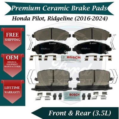 Front & Rear Ceramic Brake Pads Kit For 2016-2024 Honda Pilot Ridgeline - Image 1 of 4