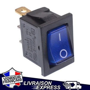 INTERRUPTEUR A BASCULE BLEU RECTANGLE 12V 2 POSITIONS 3 PIN (731) - Photo 1/1