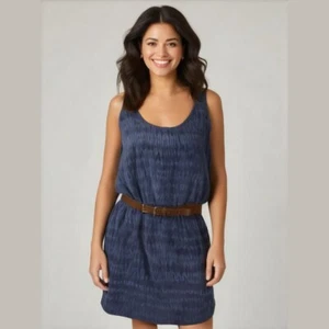 Michael Kors Women's Large Blue 100% Silk Sleeveless Shift Dress with Belt NWT - Picture 1 of 16