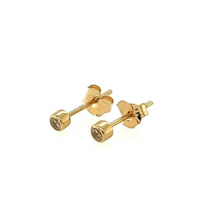 14K Yellow / White / Rose Gold  Bezel Stud Earrings - Picture 1 of 6