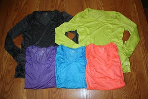 NWT Womens TANGERINE Active Lime Purple Black Blue Orange LS Shirt S M  - Picture 1 of 3