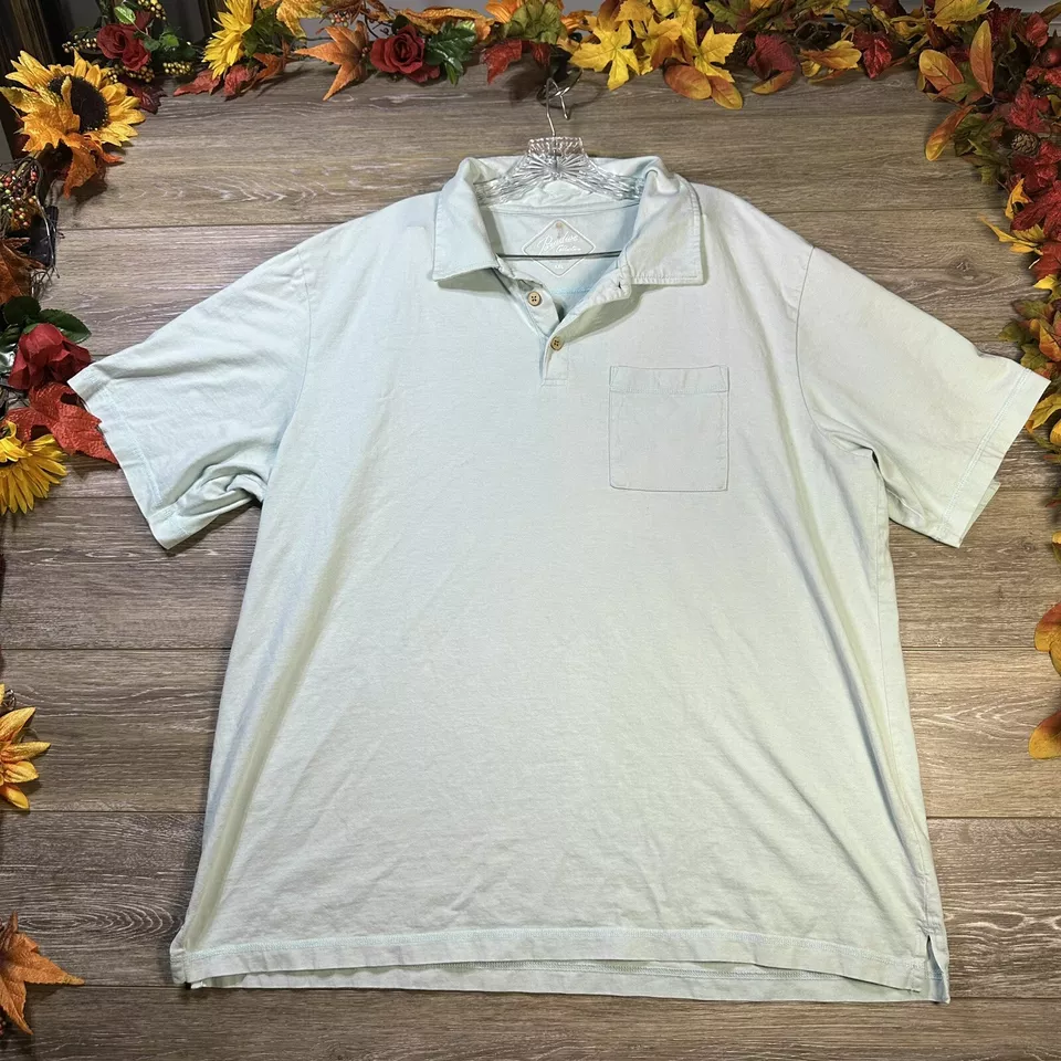 Paradise Island Polo Shirt Size 2XL (XXL) Short Sleeve Collared Light Blue - Image 1 of 4