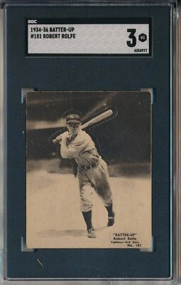1934 BATTER-UP #181 ROBERT ROLFE - SGC 3 VG (SVSC) - HIGH # - Image 1 of 2