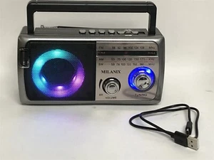 MILANIX Bluetooth Battery USB Portable AM/FM Radio , Platinum - Picture 1 of 4