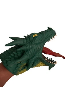 Schylling Dragon Puppet Ferocious Fire Breathing Dragon Soft Latex Rubber Green - Picture 1 of 8