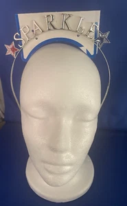 *ERWACHSENE PATRIOTISCHE METALL 4. JULI ROT & BLAU STERN STIRNBAND GLITZERND - Bild 1 von 3