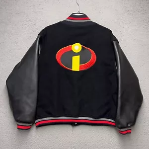 The Incredibles College Jacke Herren Large schwarz bestickt Disney Pixar Druckknopf - Bild 1 von 12