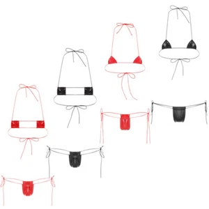 Conjunto de trajes de baño con cordones para mujer con tanga traje aspecto húmedo ropa de dormir ropa de playa sujetador - Imagen 1 de 38