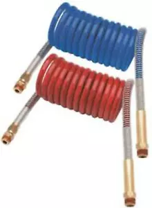 Juego de mangueras de bobina de aire de 15 pies rojas y azules con cables de 12 pulgadas | RatchetStrap.com - Imagen 1 de 4