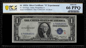 1935A $1 Silver Certificate FR-1610 "S" Experimental - Graded PCGS 66 PPQ - Picture 1 of 2