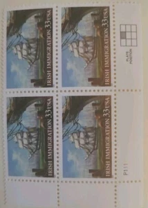 1999 Irish Immigration Plate Block of 4 33c Postage Stamps, Sc# 3286, MNH, OG - Picture 1 of 2