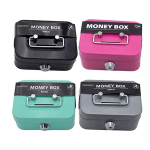 Metal Cash Box Mini Security Lock Box Money Bank for Kids Adults Coin Collection - Picture 1 of 16