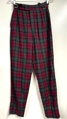 90’s Laura Ashley Viyella Tartan Wool & Cotton Trousers Buckles Waist Pants 10 - Image 1 of 4