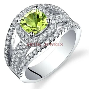 Natural Peridot Gemstone with 925 Sterling Silver Ring for Women's #3437 - Picture 1 of 10