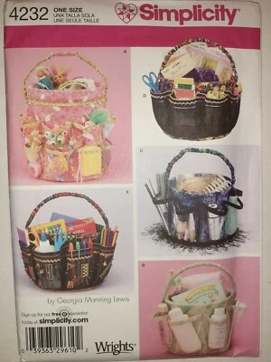Simplicity 4232 Basket Bucket Covers Organizers Easter Crafts Sewing Pattern UC - Image 1 of 4