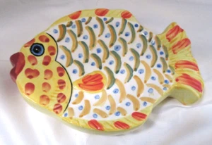 TIC TIC Hand Painted Ceramic Multicolored Fish Plate Dish Made in Italy EUC - Picture 1 of 6