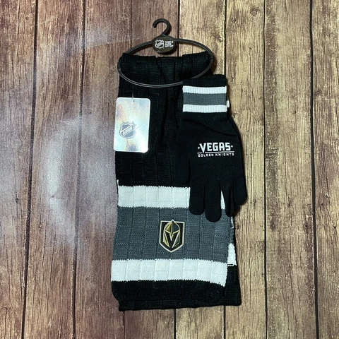 NHL Las Vegas Golden Knights Unisex Scarf & Glove Gift Set Gold Black 2Piece Set Cover