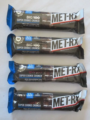 (4) MET-Rx Big 100 Meal Replacement Bars Super Cookie Crunch 3.52 Oz Each - Image 1 of 2