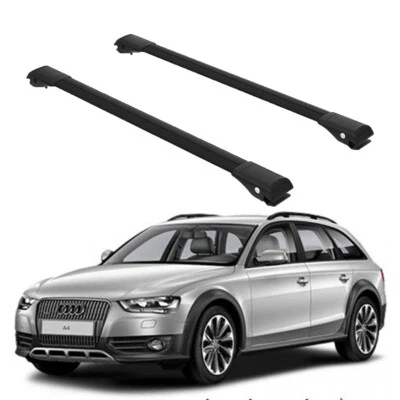 Barras transversales portaequipajes de techo rieles negros para Audi A4 B8 Allroad Quattro 2008-2016 Foto 1 de 4