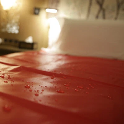 Sábana bajera impermeable PVC negra roja para parejas juego adulto ropa de cama/almohada sexy húmeda Foto 1 de 4