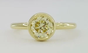 Zargenfassung ausgefallener gelber Diamant Solitär Verlobungsring 0,75 ct 18 K Gold GIA - Bild 1 von 10